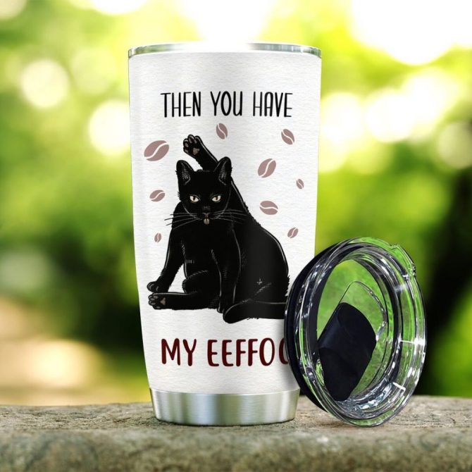 Funny Cat Coffee Tumbler - 'Eeffoc' Reversible Design For Coffee Lovers - Image 2