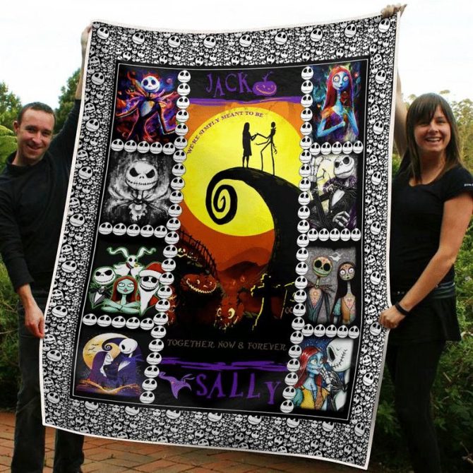Cozy Nightmare Before Christmas Blanket – Jack & Sally Design, Perfect Gift For Fans