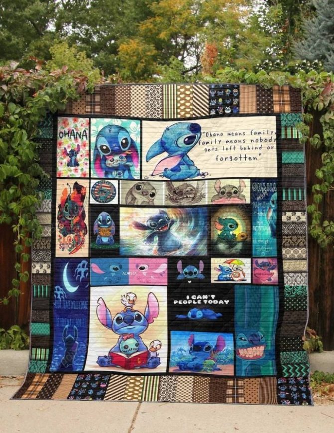 Cozy Stitch Quilt Blanket - Ohana Means Family Design - Perfect Gift For Disney Fans