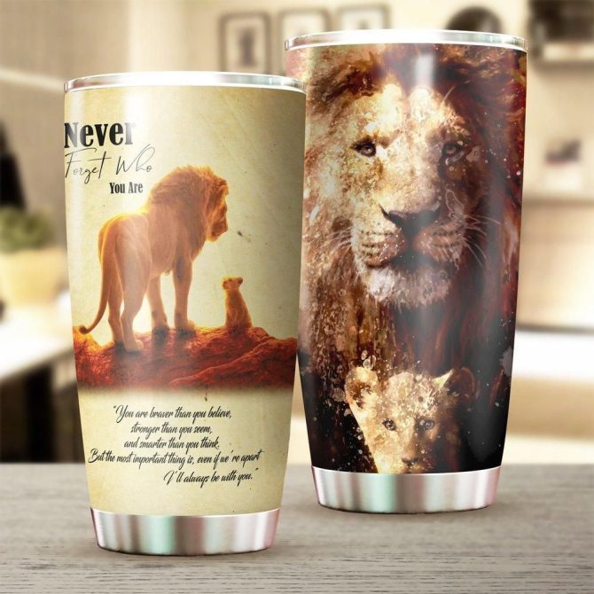 Inspirational Lion & Cub Tumbler - Double-Walled, Stainless Steel, 20Oz - Perfect Gift Or Travel Mug
