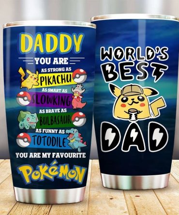 World'S Best Dad Pokémon Tumbler - Strong Like Pikachu, Smart Like Slowking Gift!