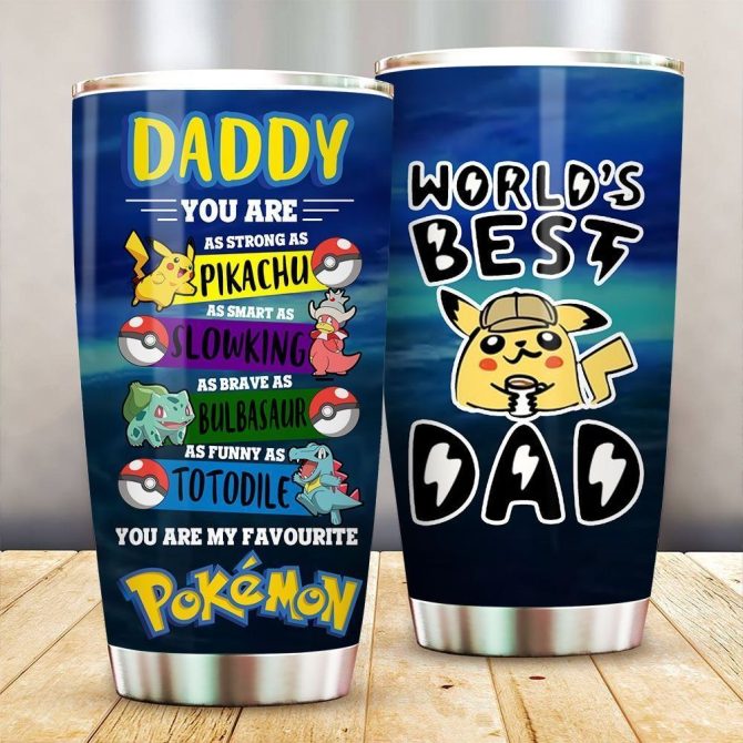 World'S Best Dad Pokémon Tumbler - Strong Like Pikachu, Smart Like Slowking Gift!