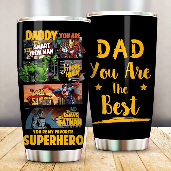 Superhero Dad Tumbler - Smart, Strong & Brave Gift For Father'S Day