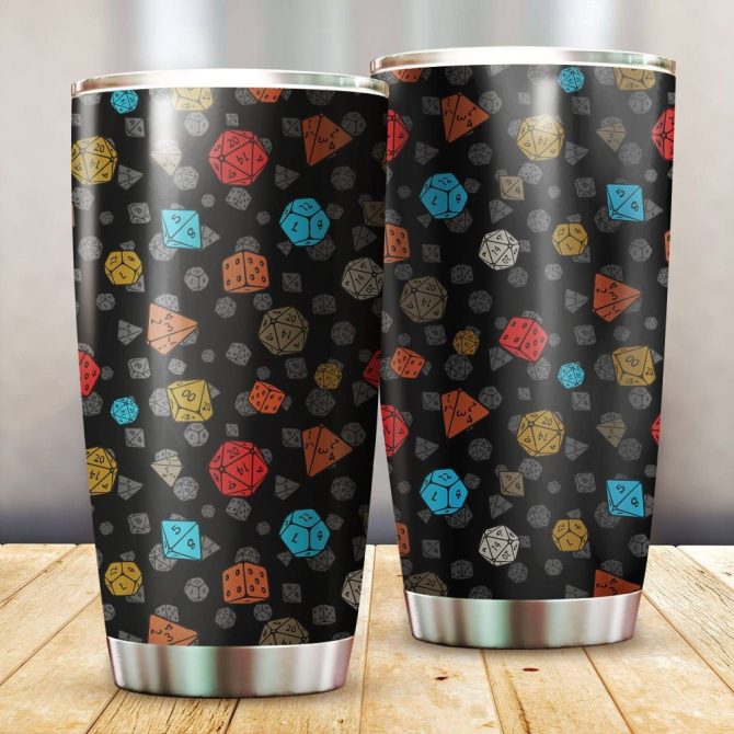 D20 Dice Pattern Stainless Steel Tumbler - Perfect For Rpg & Dnd Fans - 20Oz Insulated Travel Mug