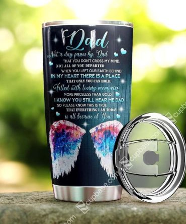 Heartfelt Dad Memorial Tumbler With Engraved Poem & Angel Wings - Perfect Gift For Dad'S Memory