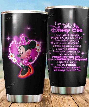 Disney Girl Tumbler Cup - Minnie Mouse Design, Stainless Steel, Vacuum Insulated, 20Oz - Perfect Gift For Fans!