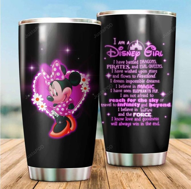 Disney Girl Tumbler Cup - Minnie Mouse Design, Stainless Steel, Vacuum Insulated, 20Oz - Perfect Gift For Fans!