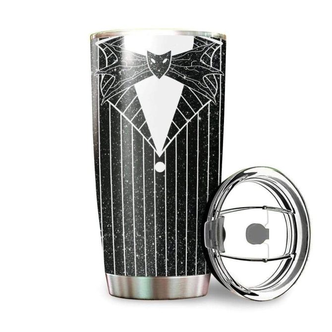 Stylish Tuxedo Design Insulated Tumbler With Lid – Perfect For Hot & Cold Drinks