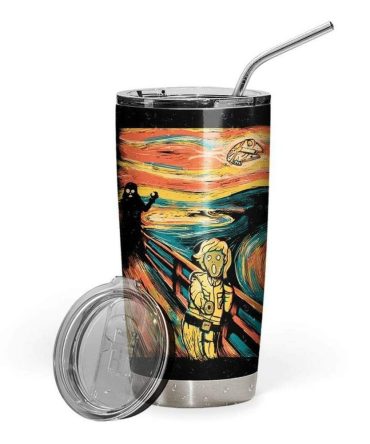 Starry Scream Stainless Steel Tumbler With Lid & Straw - 20Oz Vacuum Insulated Travel Mug