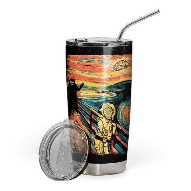 Starry Scream Stainless Steel Tumbler With Lid & Straw - 20Oz Vacuum Insulated Travel Mug