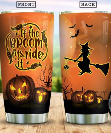 Spooky Halloween Tumbler - Witch & Pumpkin Design - Stainless Steel Insulated Mug - Perfect Gift For Halloween Lovers