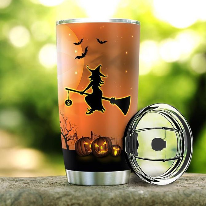 Spooky Halloween Tumbler - Witch & Pumpkin Design - Stainless Steel Insulated Mug - Perfect Gift For Halloween Lovers - Image 3