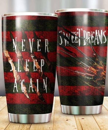 Scary Movie Inspired Tumbler - Stainless Steel Cup With Horror Claw Design - Never Sleep Again