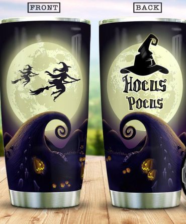 Magical Hocus Pocus Tumbler - Double Wall Insulated Halloween Mug - Witch Moon Design