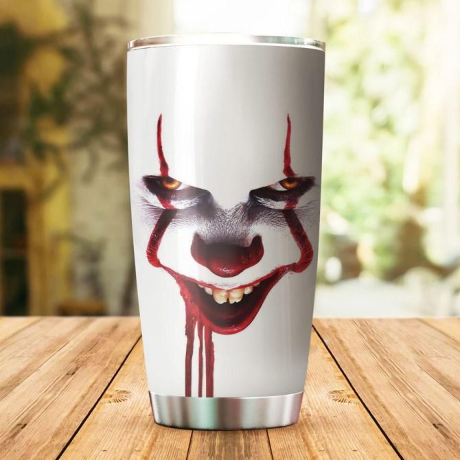 Spooky Clown Stainless Steel Tumbler – Perfect For Horror Fans, 20Oz Insulated Mug