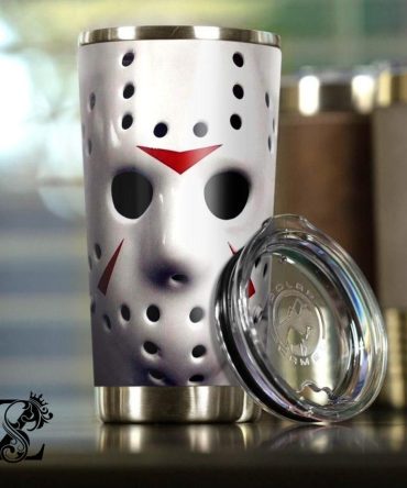 Scary Mask Insulated Tumbler With Lid - Stainless Steel Travel Mug For Hot & Cold Drinks