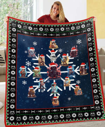 Cozy Star-Themed Holiday Blanket – Festive Characters & Snowflakes – Perfect Gift!