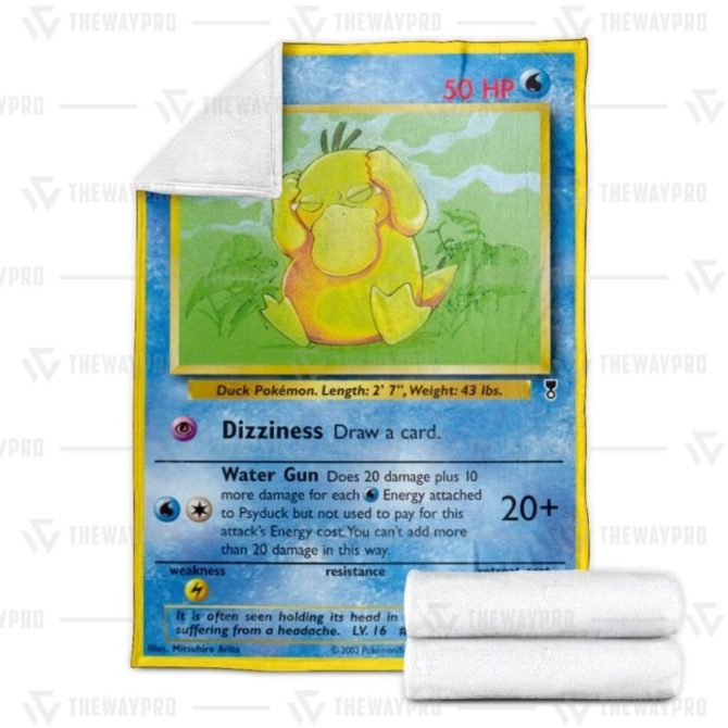 Cozy Psyduck Pokémon Card Blanket - Soft Fleece Throw For Fans - Image 3