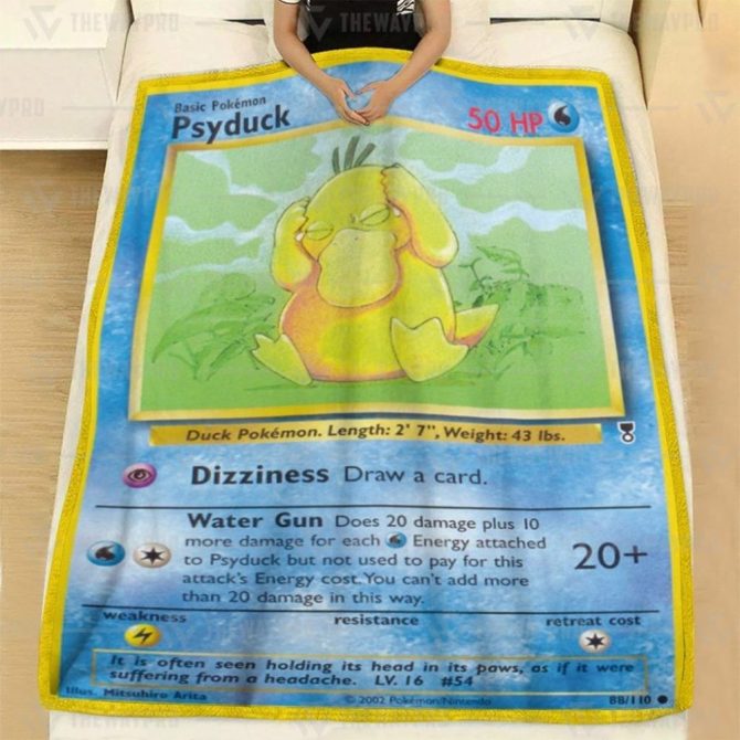 Cozy Psyduck Pokémon Card Blanket - Soft Fleece Throw For Fans - Image 2