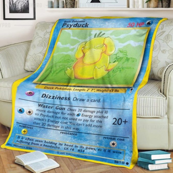 Cozy Psyduck Pokémon Card Blanket - Soft Fleece Throw For Fans