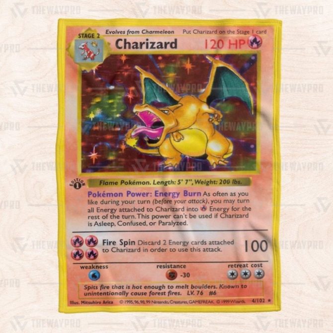 Cozy Charizard Pokémon Card Blanket – Perfect Gift For Fans & Collectors! - Image 6