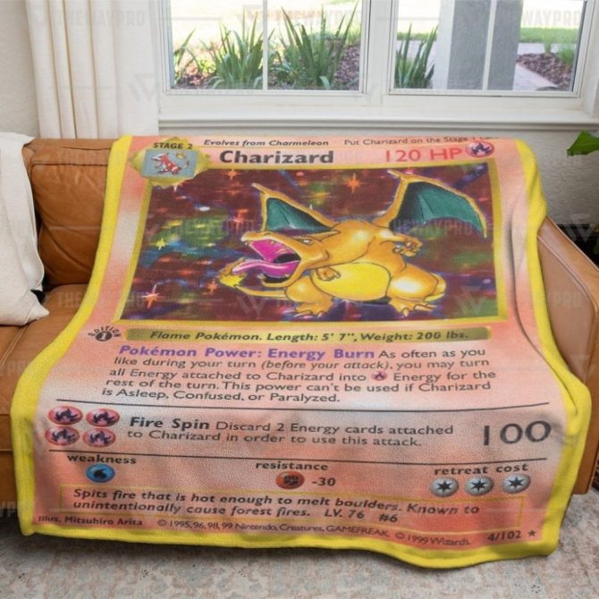 Cozy Charizard Pokémon Card Blanket – Perfect Gift For Fans & Collectors! - Image 4