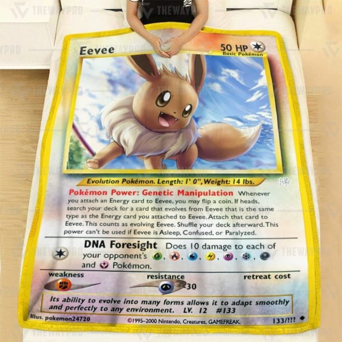 Cozy Eevee Pokémon Card Blanket – Soft Fleece Throw For Fans & Collectors - Image 2