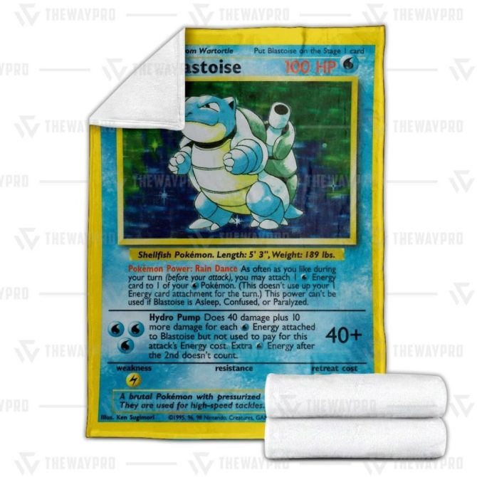 Cozy Blastoise Pokémon Card Blanket - Soft Fleece Throw For Fans & Collectors - Image 3