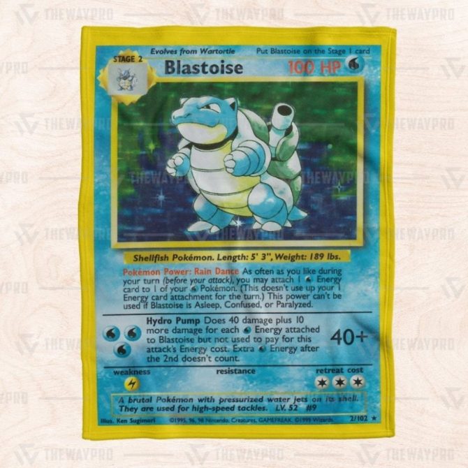 Cozy Blastoise Pokémon Card Blanket - Soft Fleece Throw For Fans & Collectors - Image 6