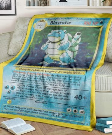 Cozy Blastoise Pokémon Card Blanket - Soft Fleece Throw For Fans & Collectors