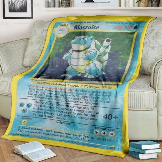 Cozy Blastoise Pokémon Card Blanket - Soft Fleece Throw For Fans & Collectors