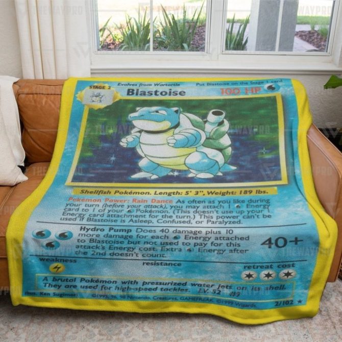Cozy Blastoise Pokémon Card Blanket - Soft Fleece Throw For Fans & Collectors - Image 4