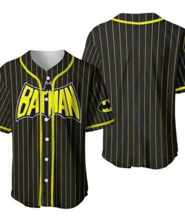 Batman Pinstripe Baseball Jersey – Stylish Superhero Fan Apparel