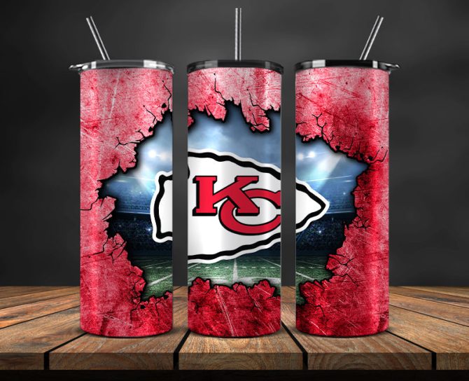 Chiefs Football Tumbler - Stainless Steel Tumbler With Red Sports Logo Design – 20Oz Insulated Travel Mug With Straw