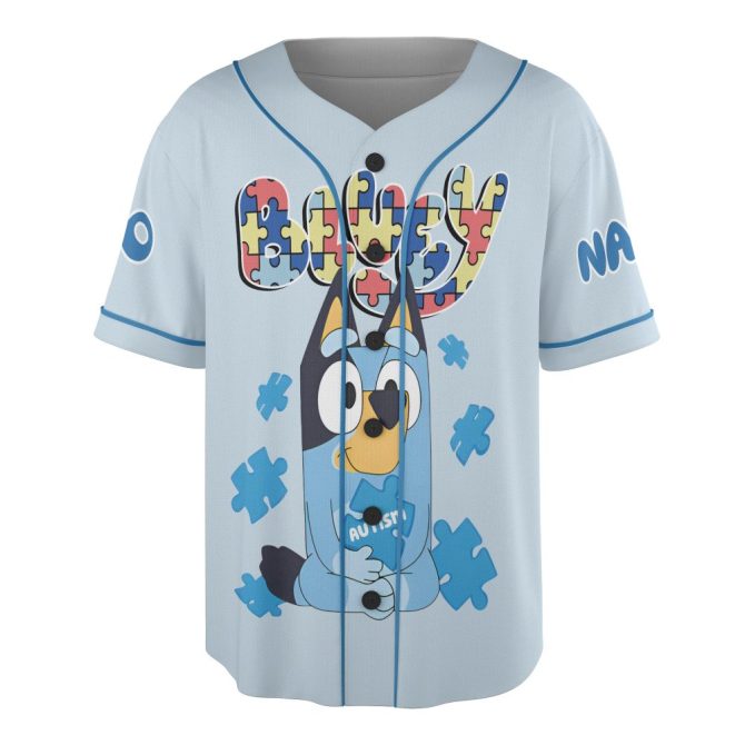 Custom Bluey Baseball Jersey - Personalize Name & Number, True Colors Design, Perfect Gift! - Image 2