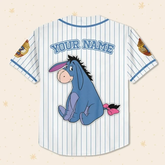 Custom Eeyore Baseball Jersey For Kids/Youth/Adults – Add Your Name & Requests! - Image 3