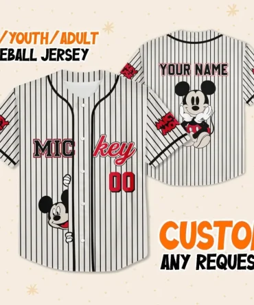 Custom Mickey Baseball Jersey - Kids/Youth/Adult Sizes - Personalize Your Name!