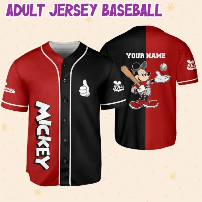 Customizable Mickey Baseball Jersey For Kids/Youth/Adults - Add Your Name & Number! - Image 6
