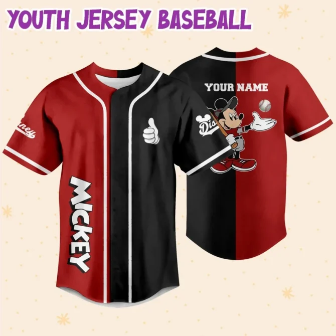 Customizable Mickey Baseball Jersey For Kids/Youth/Adults - Add Your Name & Number! - Image 5