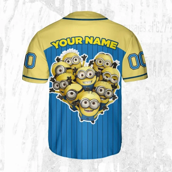 Customizable Minions Baseball Jersey For Kids/Youth/Adults – Add Your Name! - Image 3