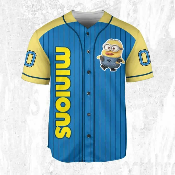 Customizable Minions Baseball Jersey For Kids/Youth/Adults – Add Your Name! - Image 2