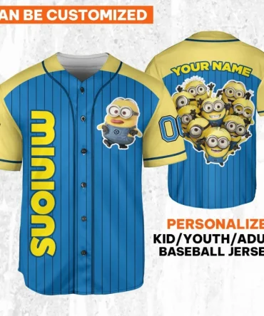 Customizable Minions Baseball Jersey For Kids/Youth/Adults – Add Your Name!