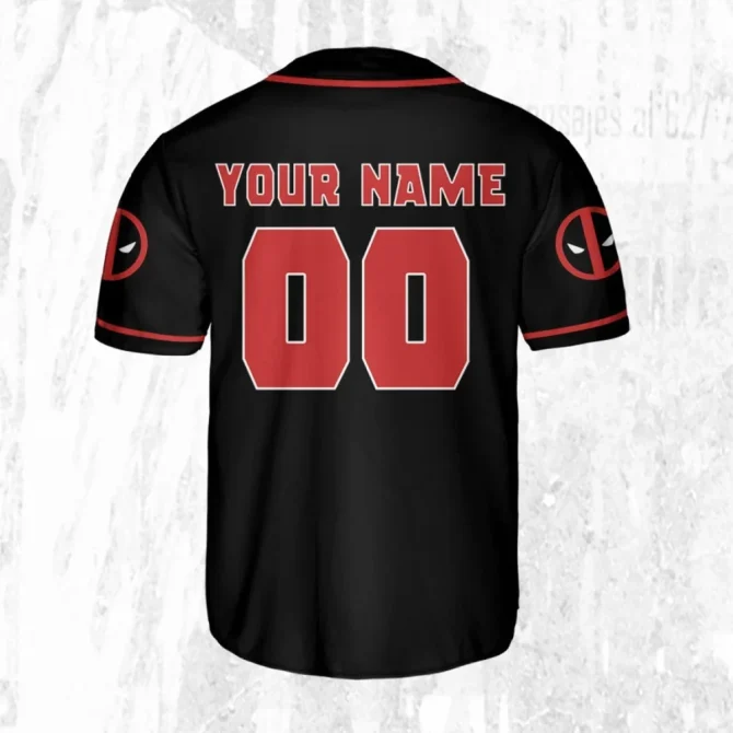 Custom Deadpool Baseball Jersey - Personalize For Kids, Youth, Adults - Add Your Name & Number! - Image 3