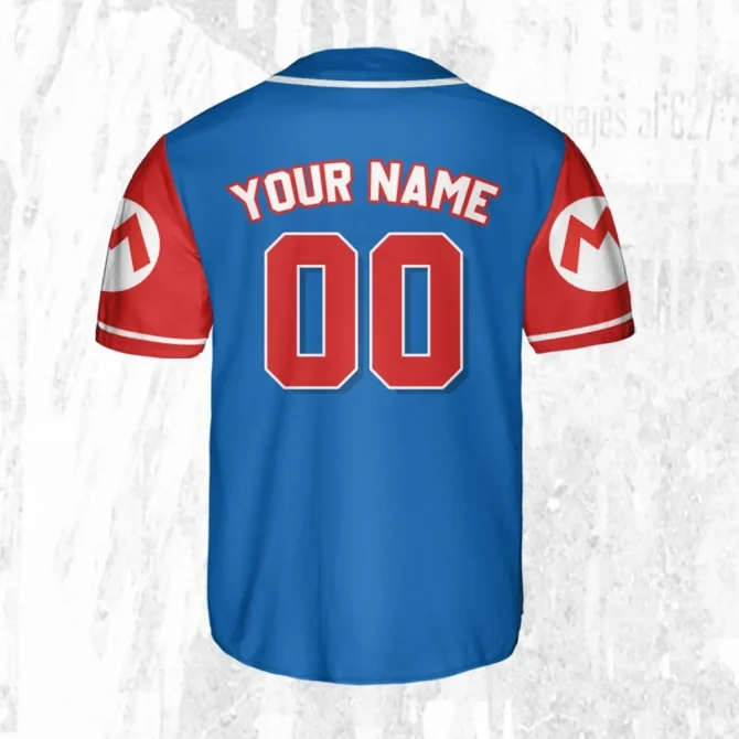 Custom Mario Bros Baseball Jersey - Personalize For Kids, Youth & Adults - Perfect Gift! - Image 3