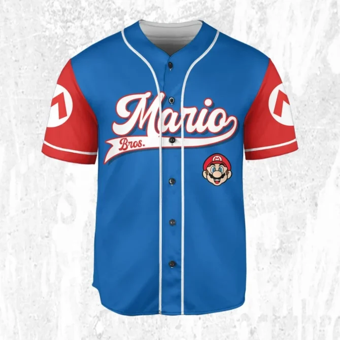 Custom Mario Bros Baseball Jersey - Personalize For Kids, Youth & Adults - Perfect Gift! - Image 2