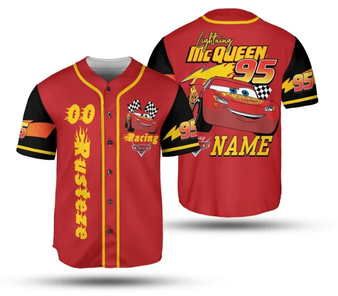 Custom Lightning Mcqueen Racing Jersey - Personalized Kids T-Shirt With Name & Number - Image 6