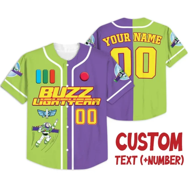 Custom Buzz Lightyear Baseball Jersey - Add Your Name & Number - Toy Story Fan Gear