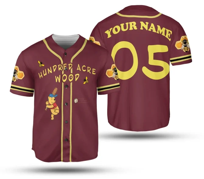 Custom Hundred Acre Wood Baseball Jersey – Personalized Text & Number Tee - Image 6