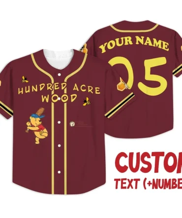Custom Hundred Acre Wood Baseball Jersey – Personalized Text & Number Tee