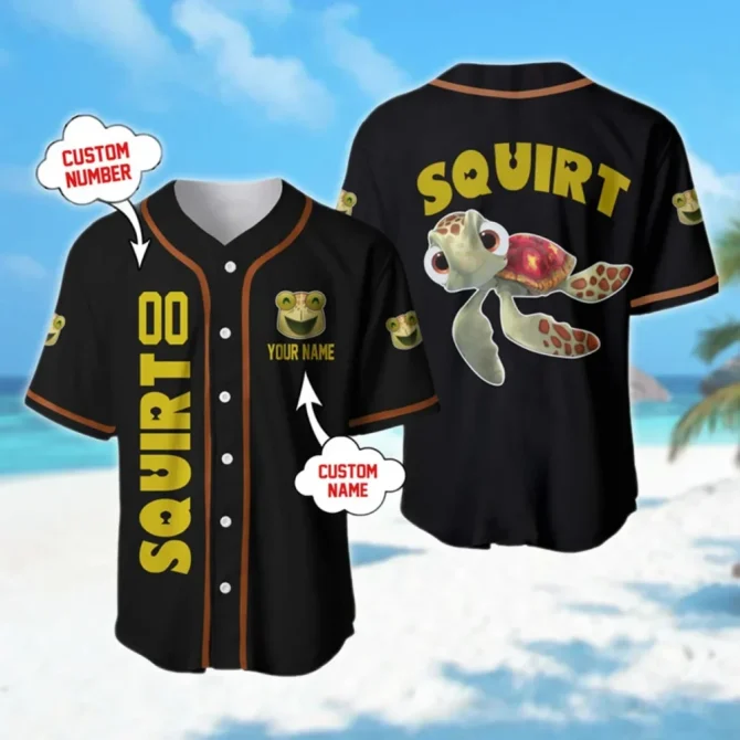 Custom Turtle Baseball Jersey - Personalized Name & Number - Unique Beach Design
